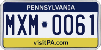 PA license plate MXM0061