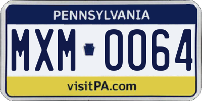 PA license plate MXM0064