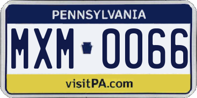 PA license plate MXM0066
