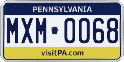 PA license plate MXM0068