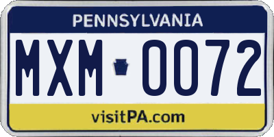 PA license plate MXM0072