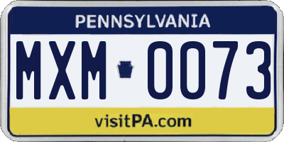 PA license plate MXM0073