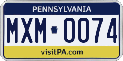 PA license plate MXM0074