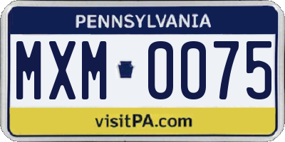PA license plate MXM0075