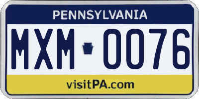 PA license plate MXM0076