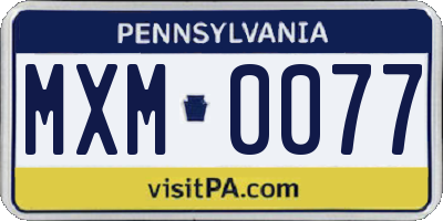 PA license plate MXM0077