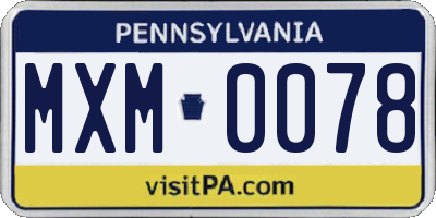 PA license plate MXM0078