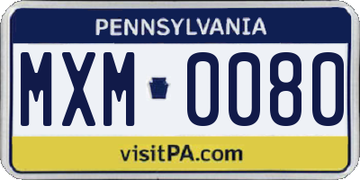 PA license plate MXM0080