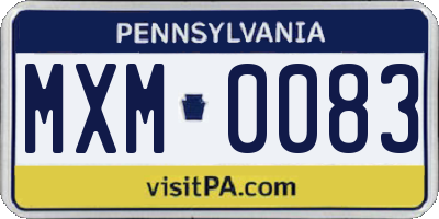 PA license plate MXM0083