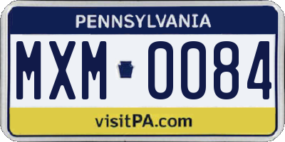 PA license plate MXM0084