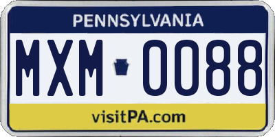 PA license plate MXM0088