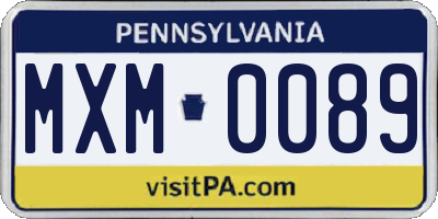 PA license plate MXM0089