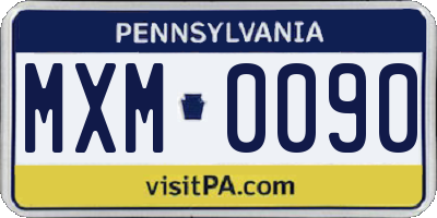 PA license plate MXM0090