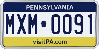 PA license plate MXM0091