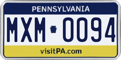 PA license plate MXM0094