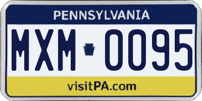 PA license plate MXM0095