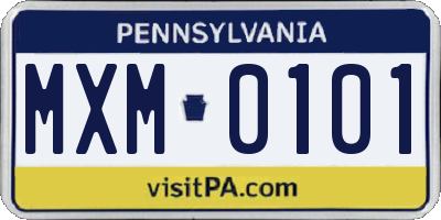 PA license plate MXM0101