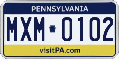PA license plate MXM0102
