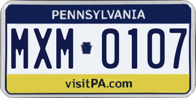 PA license plate MXM0107