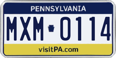 PA license plate MXM0114