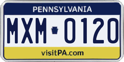PA license plate MXM0120