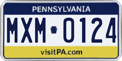 PA license plate MXM0124