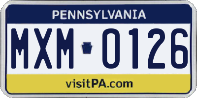 PA license plate MXM0126