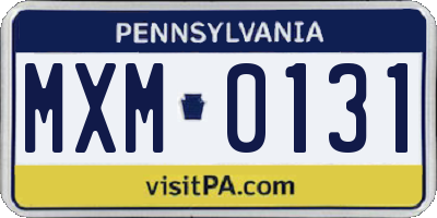 PA license plate MXM0131