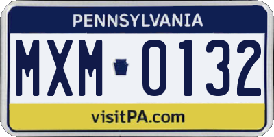 PA license plate MXM0132