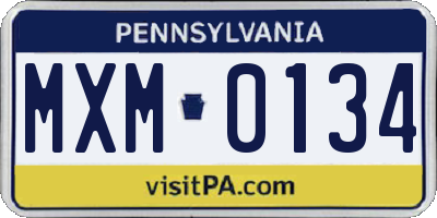 PA license plate MXM0134