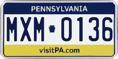 PA license plate MXM0136