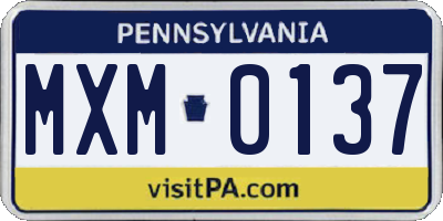 PA license plate MXM0137
