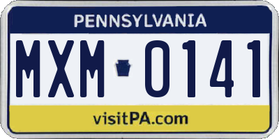 PA license plate MXM0141