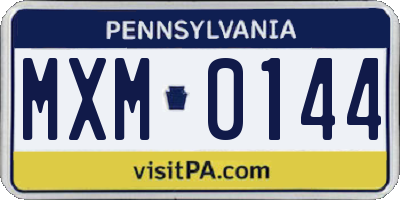 PA license plate MXM0144
