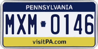 PA license plate MXM0146