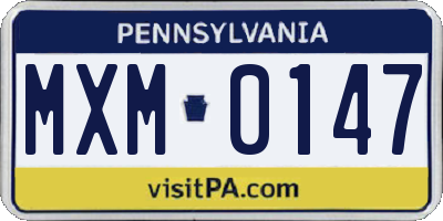 PA license plate MXM0147