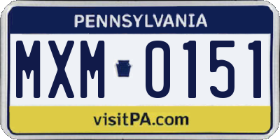 PA license plate MXM0151