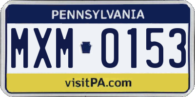 PA license plate MXM0153