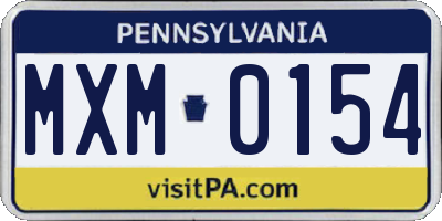 PA license plate MXM0154