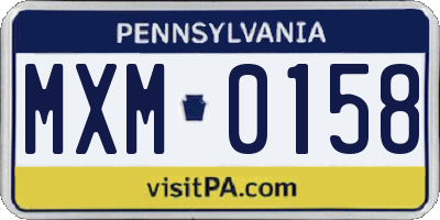 PA license plate MXM0158