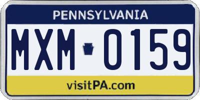PA license plate MXM0159