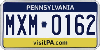 PA license plate MXM0162
