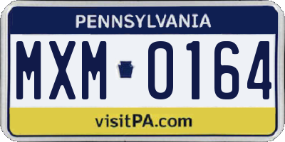 PA license plate MXM0164