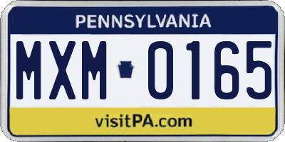 PA license plate MXM0165