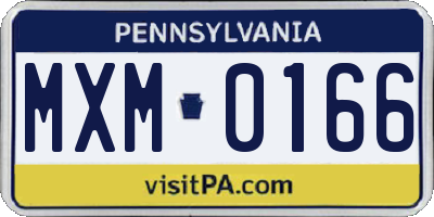 PA license plate MXM0166