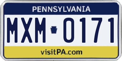 PA license plate MXM0171