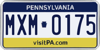 PA license plate MXM0175