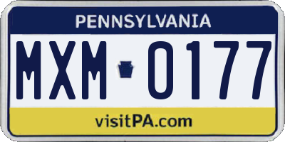 PA license plate MXM0177