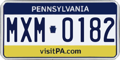 PA license plate MXM0182