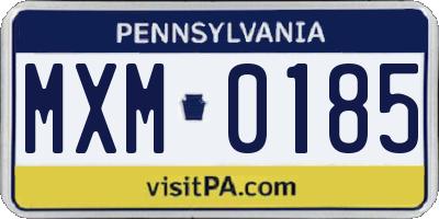 PA license plate MXM0185